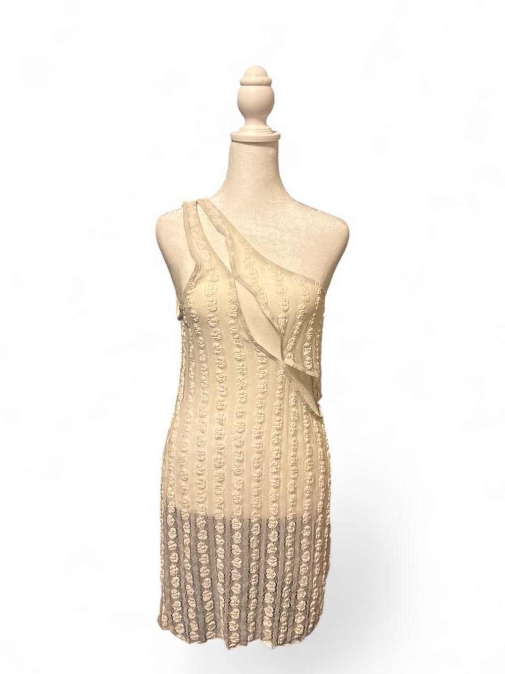 White Sheer swim One-Shoulder Cover Up Dress